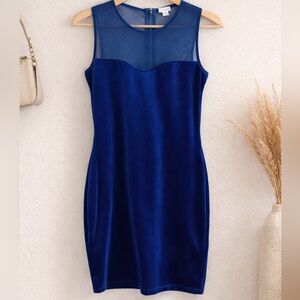 Garage Royal Blue Mesh Bodycon Mini Dress Size M Sleevless and Sexy DateNight